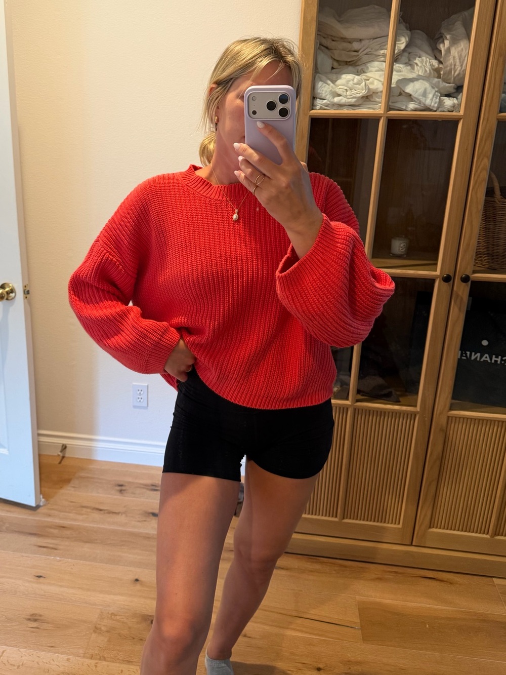 Solai Red Ribbed Crewneck Sweater